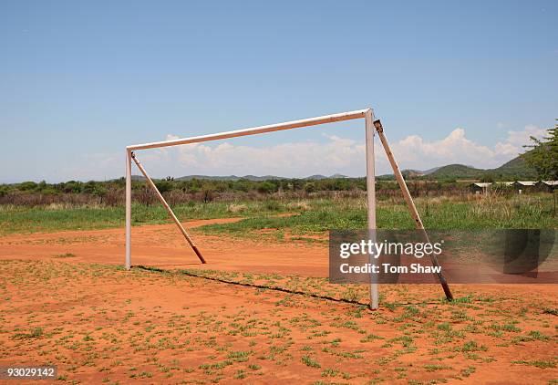 Shot of the goalposts on the local football field near to the site where the Bafokeng Sports Campus is being built and is likely to be the proposed...