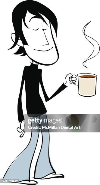 man drinking coffee - guy drinking coffee stock illustrations