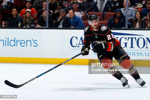 Chris Kelly of the Anaheim Ducks skates during the game against the Washington Capitals on March 6, 2018 at Honda Center in Anaheim, California.