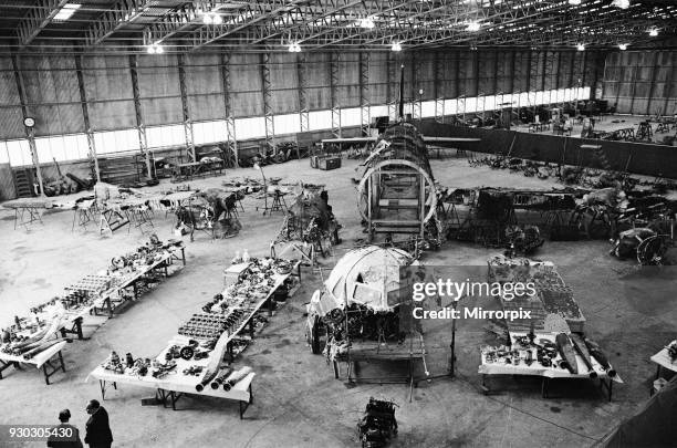 The wreckage of his British Midland plane, now at Farnborough Aerodrome. Captain Marlow Survived the Stockport air crash of 4th June 1967, and is in...