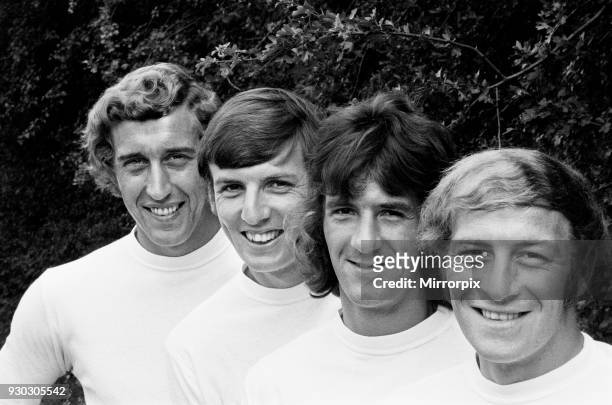 Tottenham Hotspur new signings left to right: Martin Chivers, Martin Peters, Roger Morgan and Ralph Coates pose during the Spurs annual photocall at...