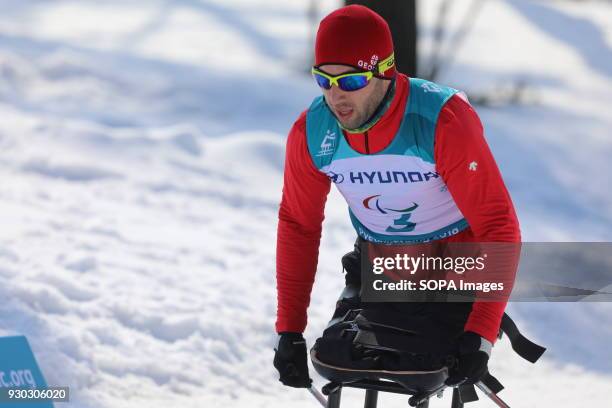 Temuri Dadiani from Georgia seen during the Cross-Country Skiing Men's 15km Sitting. Dadiani and his country Georgia took part in the Paralympic...