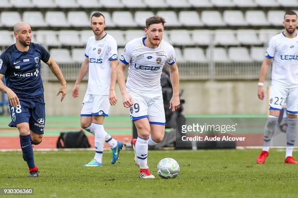 Thomas Robinet of Sochaux during the French Ligue 2 match between Paris FC and Sochaux at Stade Charlety on March 10, 2018 in Paris, France.