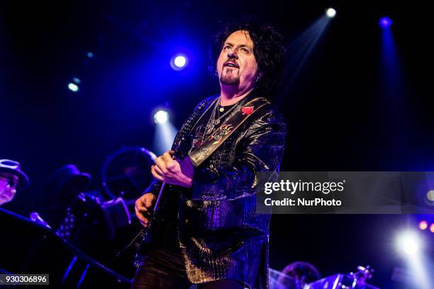Steve Lukather of Toto performs live at Mediolanum Forum in Milano, Italy, on March 10 2018. Toto became one of the best-selling music groups of...