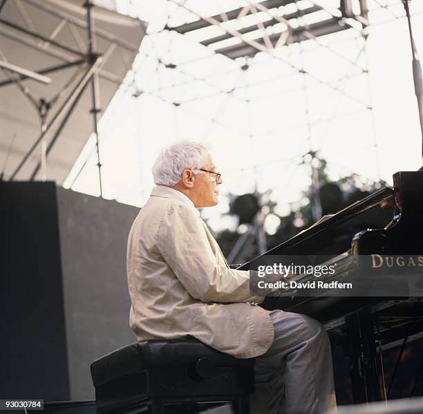 Pianist Lou Levy performs on stage at the Jazz A Vienne Festival held in Vienne, France in July 1990.