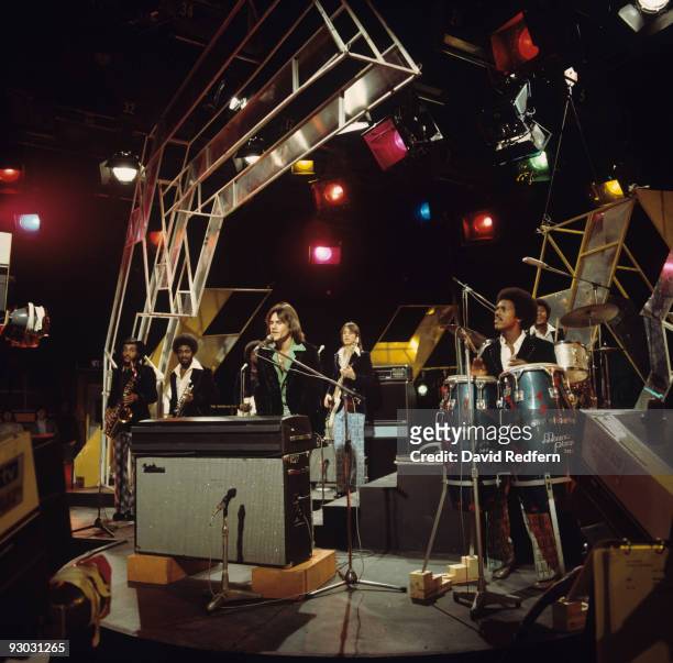 Harry Wayne 'KC" Casey and the Sunshine Band perform on 'Top of the Pops television show in October 1974.