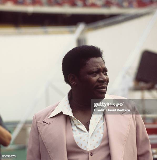 American singer, songwriter and guitarist B.B. King backstage at the Kool Jazz Festival in the United States in July 1976.