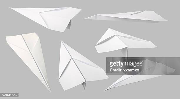 papier flugzeuge-kollektion - paper airplane stock-fotos und bilder