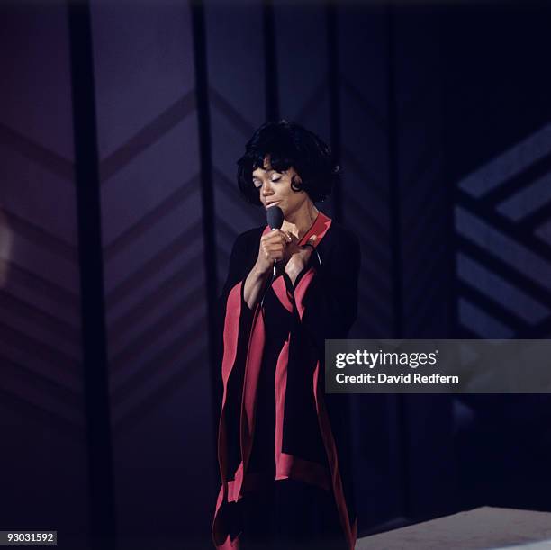 American singer and actress Eartha Kitt performs on a television show in London circa 1970.