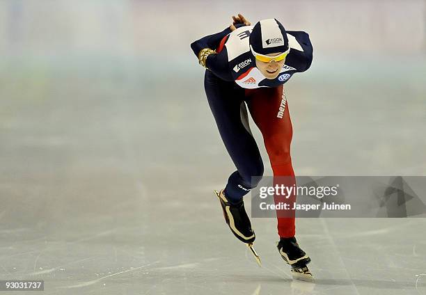 Martina Sablikova of the Czech Republic competes on her way to clocking the second best time at the 3000m race during the Essent ISU speed skating...