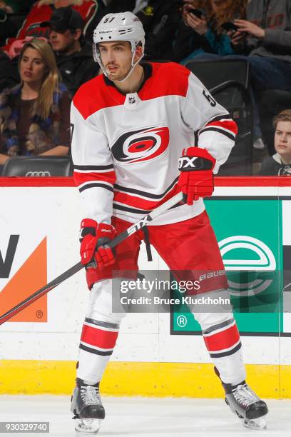 Trevor van Riemsdyk of the Carolina Hurricanes skates against the Minnesota Wild during the game at the Xcel Energy Center on March 6, 2018 in St....