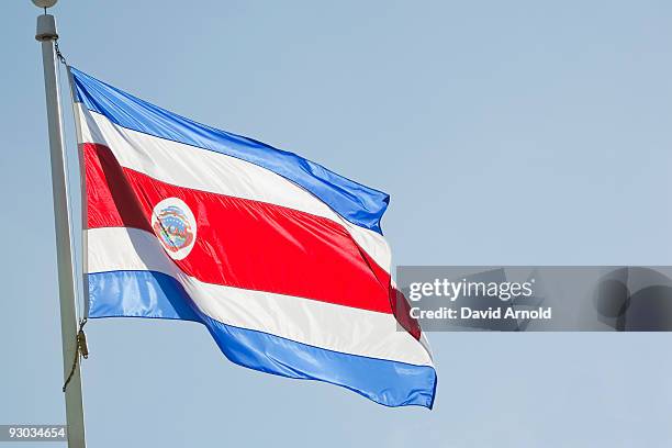 close-up of a costa rican flag, miami, miami-dade county, florida, usa - costa rica flag stock pictures, royalty-free photos & images