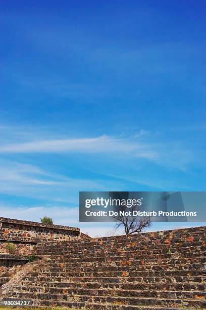 ruins of a pyramid, moon pyramid, teotihuacan, mexico - pyramid of the moon stock pictures, royalty-free photos & images