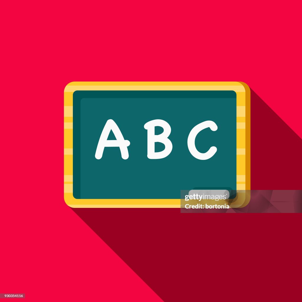 Blackboard Flat Design School Supplies Icon with Side Shadow