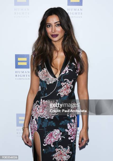 Actress Noureen DeWulf attends the Human Rights Campaign's 2018 Los Angeles Gala Dinner at JW Marriott Los Angeles at L.A. LIVE on March 10, 2018 in...