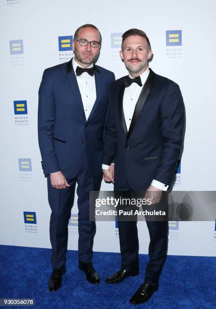 Human Rights Campaign President Chad Griffin and Charles Joughin attend the Human Rights Campaign's 2018 Los Angeles Gala Dinner at JW Marriott Los...