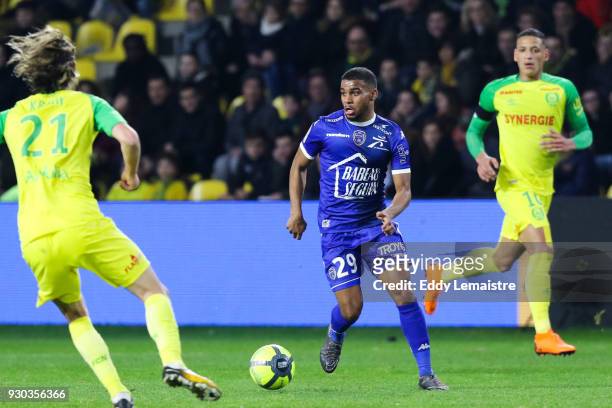 Samuel Grandsir of Troyes during the Ligue 1 match between Nantes and Troyes AC at Stade de la Beaujoire on March 10, 2018 in Nantes, .