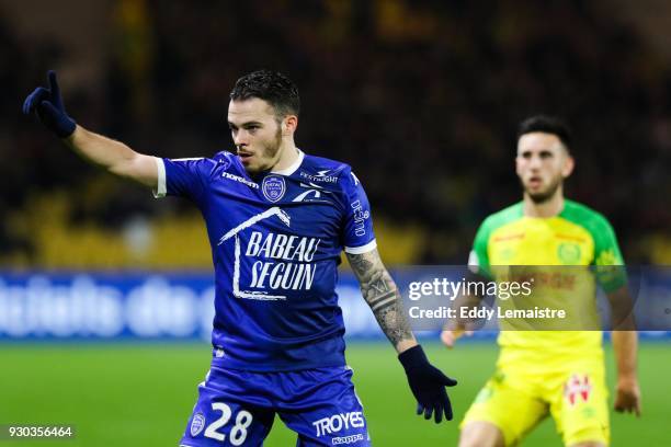 Bryan Pele of Troyes during the Ligue 1 match between Nantes and Troyes AC at Stade de la Beaujoire on March 10, 2018 in Nantes, .