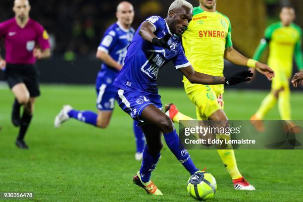 Adama Niane of Troyes during the Ligue 1 match between Nantes and Troyes AC at Stade de la Beaujoire on March 10, 2018 in Nantes, .