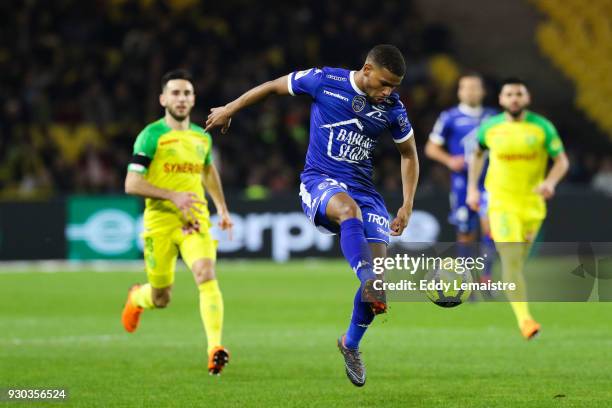 Samuel Grandsir of Troyes during the Ligue 1 match between Nantes and Troyes AC at Stade de la Beaujoire on March 10, 2018 in Nantes, .