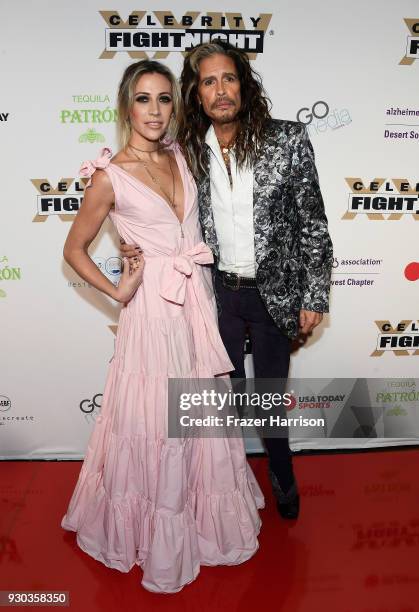 Aimee Preston and Steven Tyler attend Celebrity Fight Night XXIV on March 10, 2018 in Phoenix, Arizona.