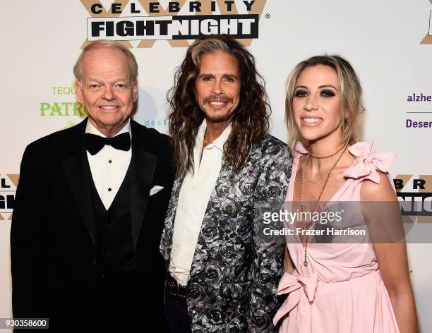 Celebrity Fight Night Chairman and Founder Jimmy Walker, Steven Tyler, and Aimee Preston attend Celebrity Fight Night XXIV on March 10, 2018 in...