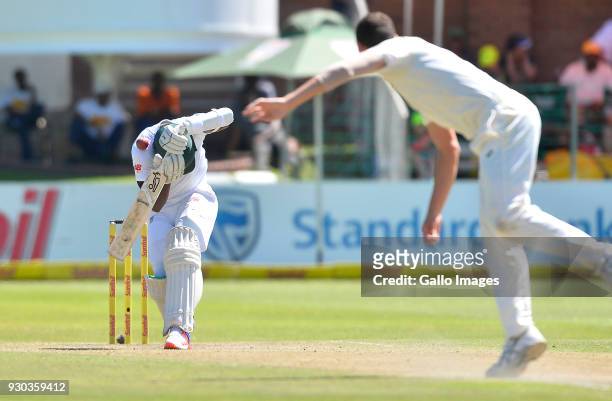 Lungi Ngidi of South Africa during day 3 of the 2nd Sunfoil Test match between South Africa and Australia at St Georges Park on March 11, 2018 in...
