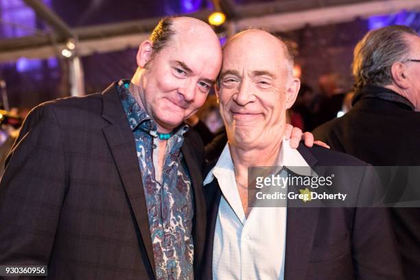Actors David Koechner and JK Simmons attend the Shane's Inspiration's 20th Anniversary Gala at Vibiana on March 10, 2018 in Los Angeles, California.