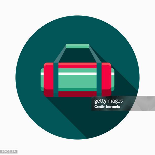 gym bag flat design school supplies icon with side shadow - physical education stock illustrations