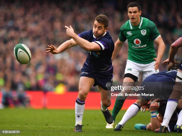 Dublin , Ireland - 10 March 2018: Greig Laidlaw of Scotland during the NatWest Six Nations Rugby Championship match between Ireland and Scotland at...