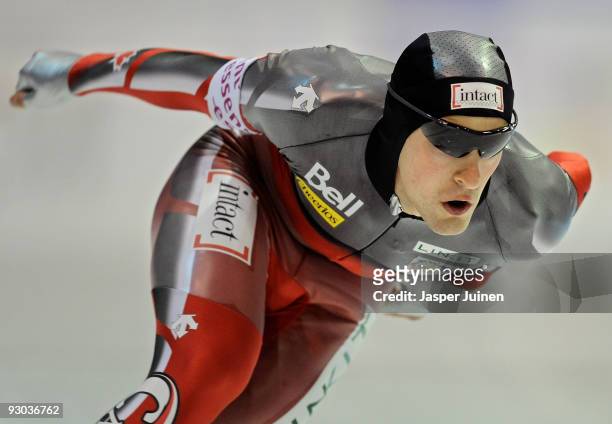 Denny Morrison of Canada competes in the 1500m race during the Essent ISU speed skating World Cup at the Thialf Stadium on November 13, 2009 in...