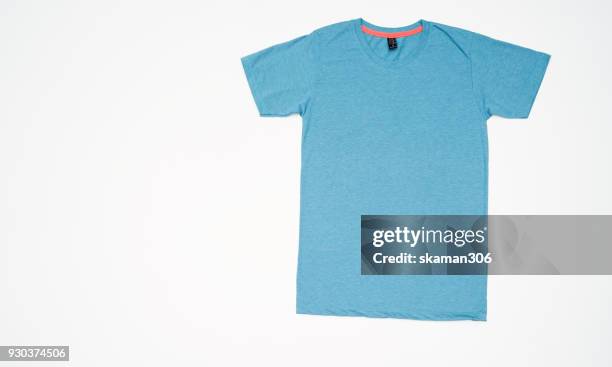 top view colourful t-shirt collage and compose - shirt no people stock-fotos und bilder