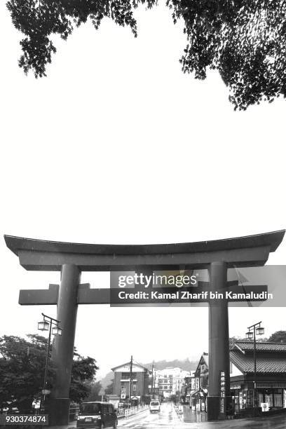 torii gate at hakone - kamal zharif stockfoto's en -beelden