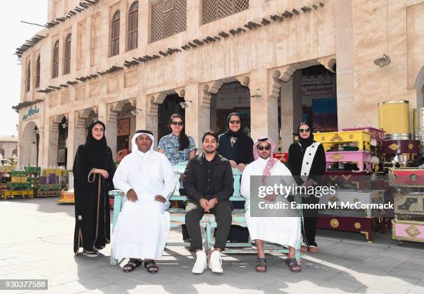 Qatari filmmakers Nouf Al Sulaiti, Sara Al Obaidly, AJ Al Thani and Maha Al-Jefairi, Mahdi Ali Ali, Majid Al Remaihi and Khalifa Al-Thani pose during...