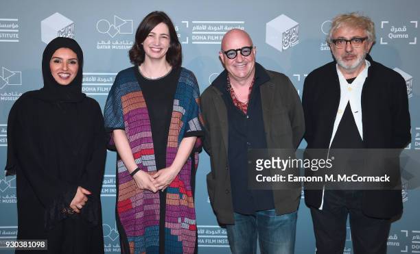 Doha Film Institute CEO Fatma Al Remaihi, DFI Director of the Film Fund and Programs Hanaa Issa, director Gianfranco Rosi and Doha Film Institute...