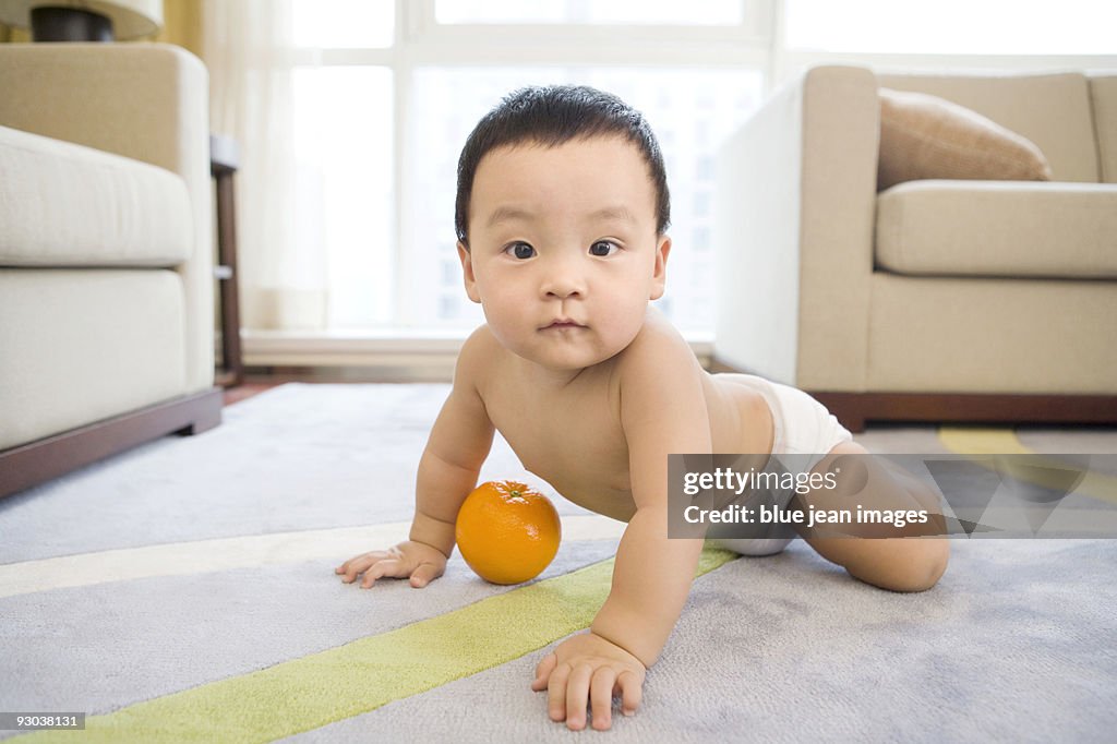 Infant with fruit