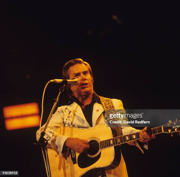 George Jones performs on stage at the Country Music Festival held at Wembley Arena, London in April 1981.