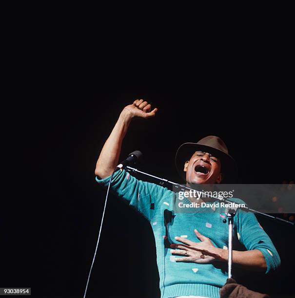 Singer Al Jarreau performs on stage at the Kool Jazz Festival in Saratoga Springs in 1984.