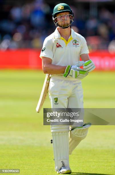 Cameron Bancroft of Australia walks off during day 3 of the 2nd Sunfoil Test match between South Africa and Australia at St Georges Park on March 11,...