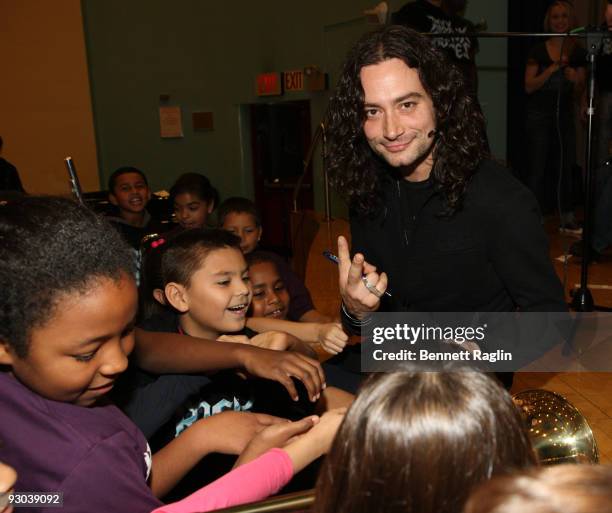 Recording artist Constantine Maroulis visits PS/IS 111 on November 13, 2009 in New York City.