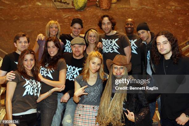 The cast of the Broadway play "Rock of Ages" visits PS/IS 111 on November 13, 2009 in New York City.