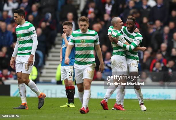 Moussa Dembele of Celtic celebrates after scoring his sides second goal with Scott Brown of Celtic during the Ladbrokes Scottish Premiership match...