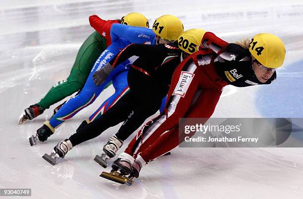 Tania Vincent of Canada skates during the preliminary rounds of the 1000m during ISU World Cup Short Track Speedskating Championships at the Benny...