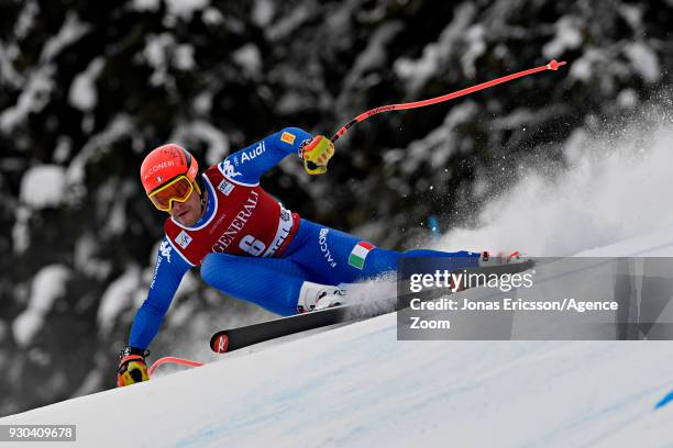 Christof Innerhofer of Italy competes during the Audi FIS Alpine Ski World Cup Men's Super G on March 11, 2018 in Kvitfjell, Norway.