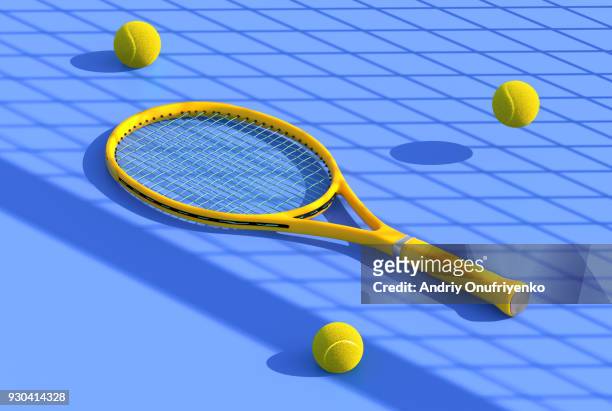 Tennis racket on court