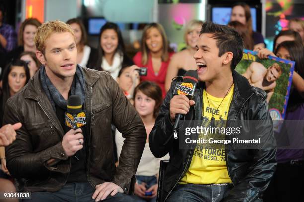 Actors Kellan Lutz and Bronson Pelletier visit MuchOnDemand to promote their new movie "The Twilight Saga: New Moon" at the MuchMusic HQ on November...