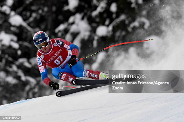 Jared Goldberg of USA competes during the Audi FIS Alpine Ski World Cup Men's Super G on March 11, 2018 in Kvitfjell, Norway.