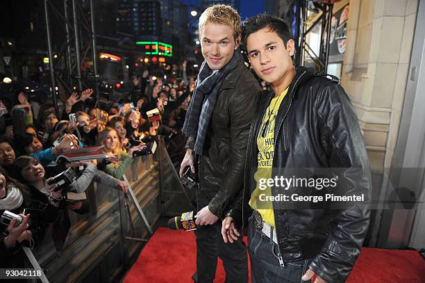 Actors Kellan Lutz and Bronson Pelletier visit MuchOnDemand to promote their new movie "The Twilight Saga: New Moon" at the MuchMusic HQ on November...