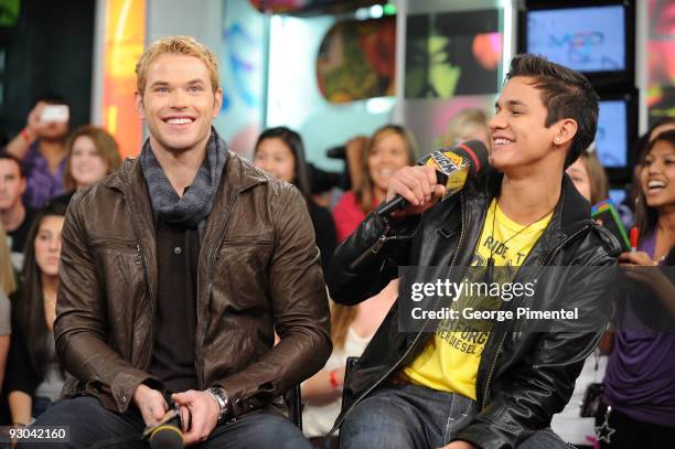 Actors Kellan Lutz and Bronson Pelletier visit MuchOnDemand to promote their new movie "The Twilight Saga: New Moon" at the MuchMusic HQ on November...