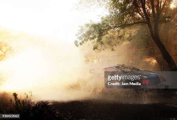 Andreas Mikkelsen and Jaeger Anders from Hyundai Shell Mobis WRT Team during the section in the hill as a part of Day three of the FIA World Rally...